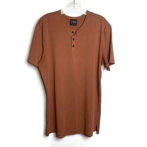 X-Cuts Maroon Split Hem Short Sleeve Henley Tee